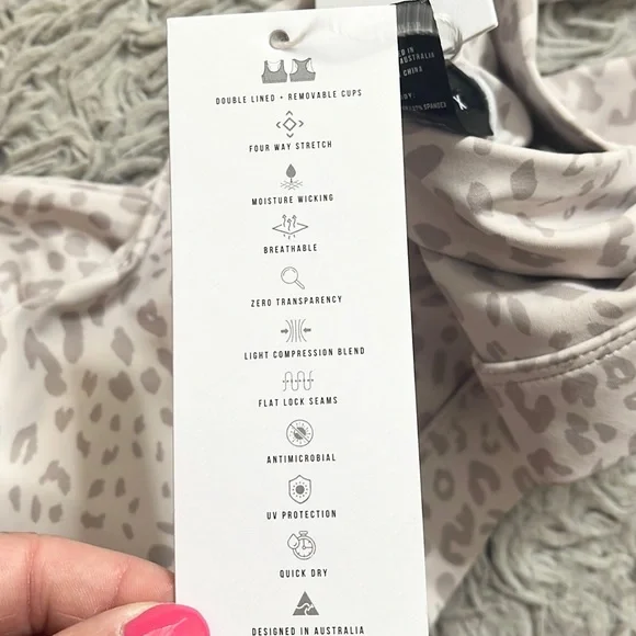 Anthropologie Allfenix Sports Bra Cheetah Dark Stone Sand M Medium New - Picture 6 of 6